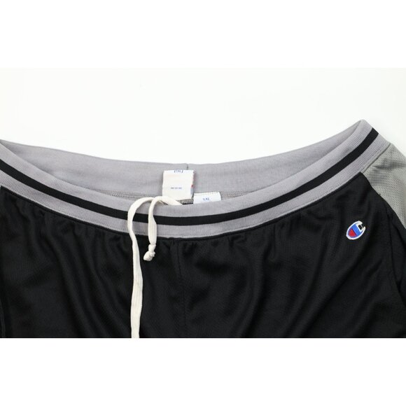 Vtg 90s Y2K Champion Mens 5XL Spell Out Mesh Basketball Shorts Polyester Black - Picture 2 of 11